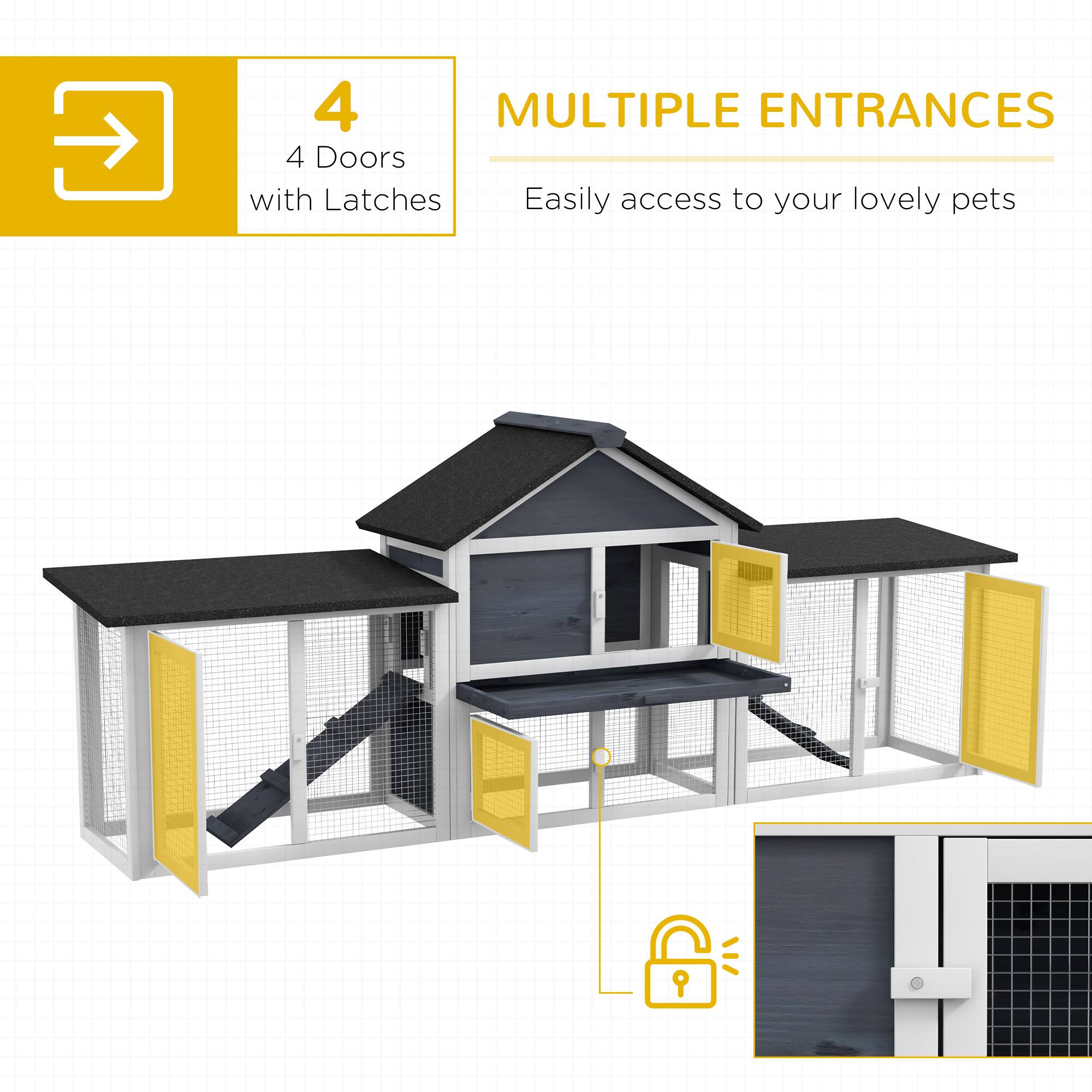 4 MULTIPLE ENTRANCES  
4 Doors with Latches  
Easily access to your lovely pets