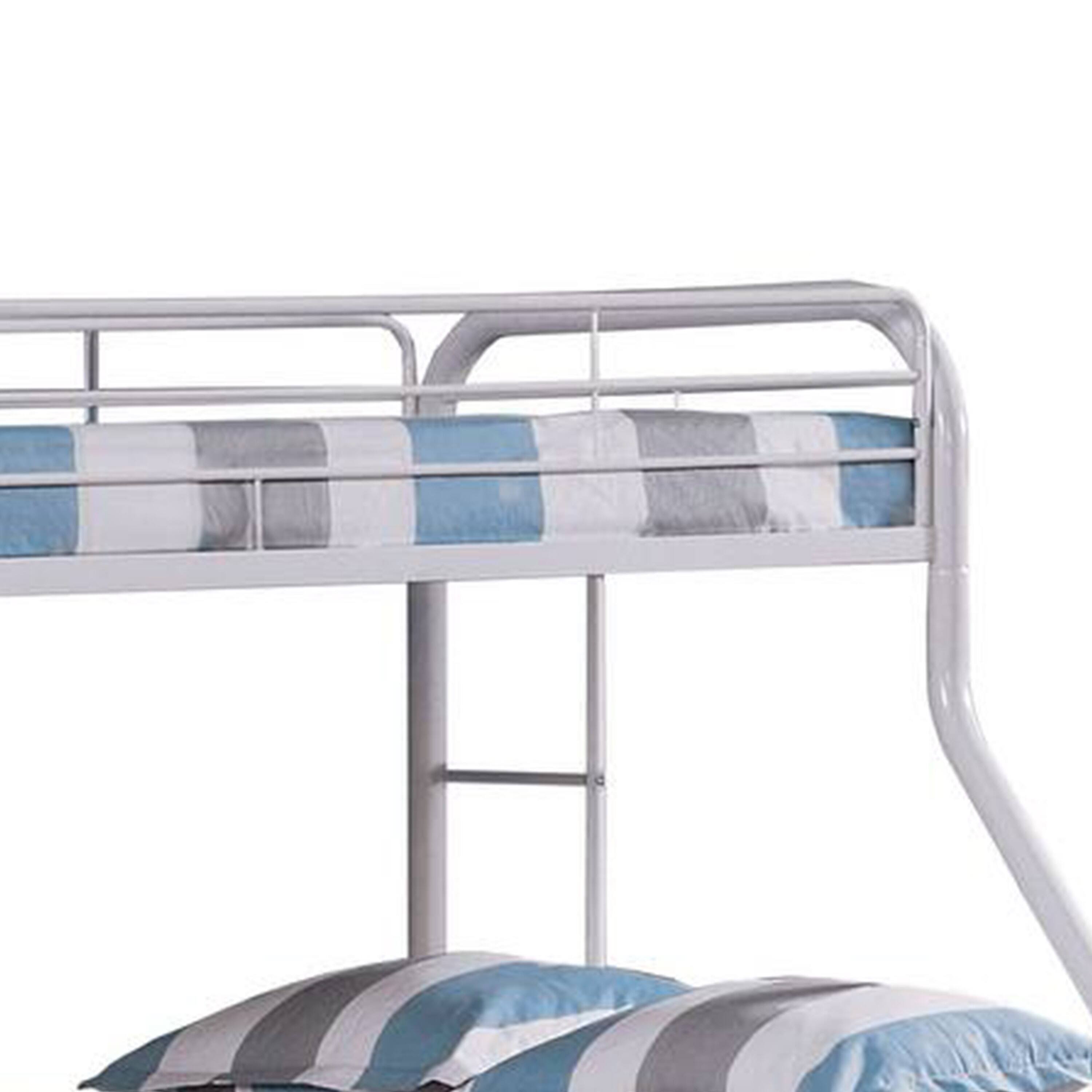 Alt View 2. Manhattan Lane - Fegy Twin over Full Bunk Bed with Ladder and Rails, Silver Metal Frame - Silver.