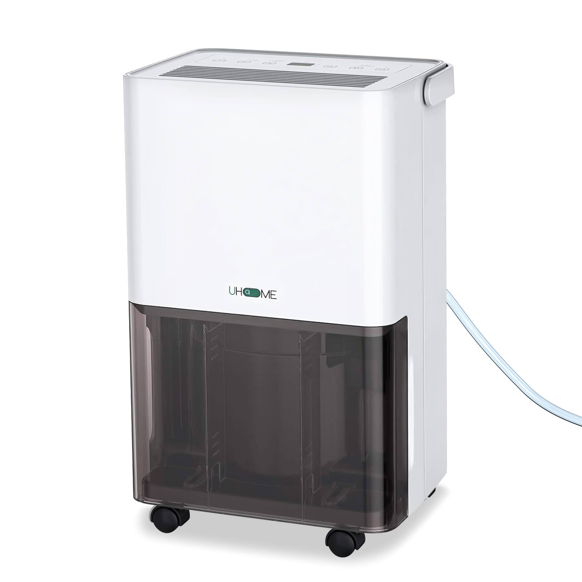 Front. Edendirect - 30 pt. 1,500 sq.ft. Dehumidifier in. White with Bucket and Drain Hose for Basement, Garage, 2 Layer Air Filter.