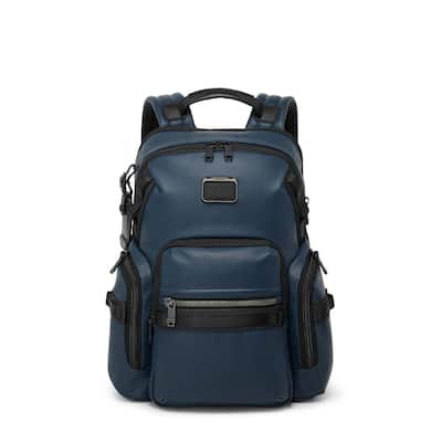 TUMI Alpha Bravo Navigation Backpack Navy Coated Canvas 156502 TUMI Alpha Bravo Navigation Backpack Navy Coated Canvas 156502