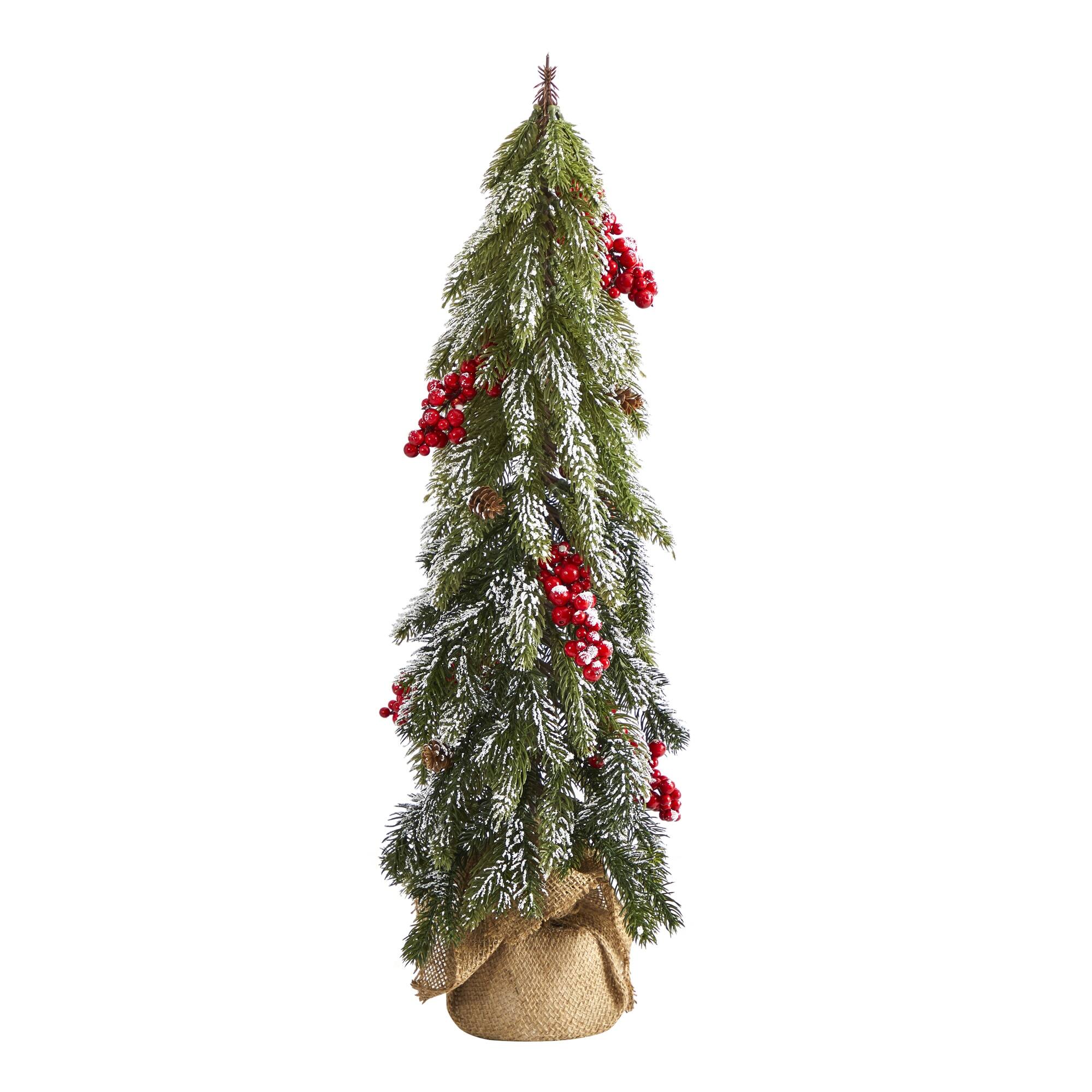 Front. BreeBe - 24” Flocked Christmas Tree with Berries and Pine Cones - Multi.