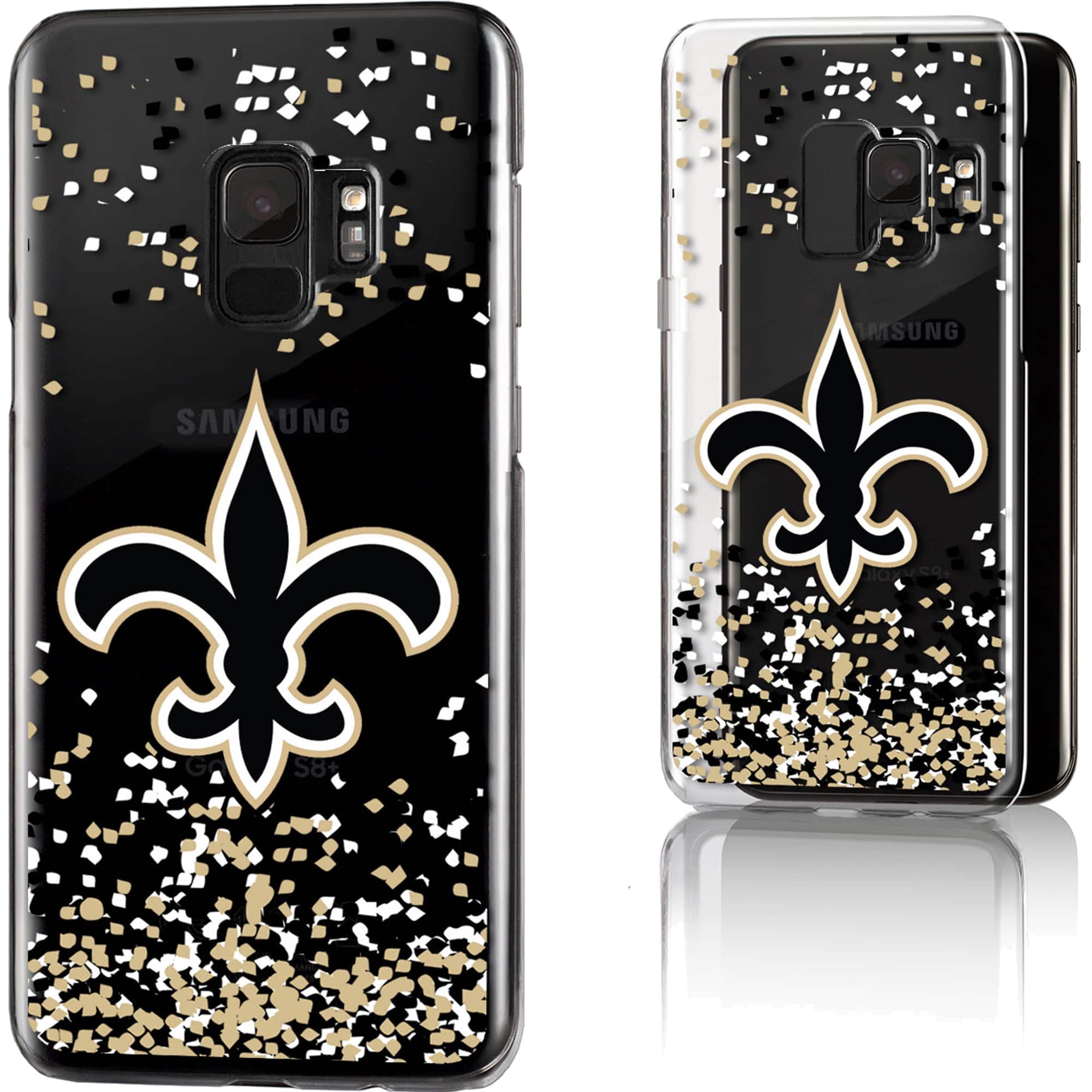 Keyscaper - NFL - New Orleans Saints Galaxy Clear Case with Confetti Design - S23 Ultra - Multicolor