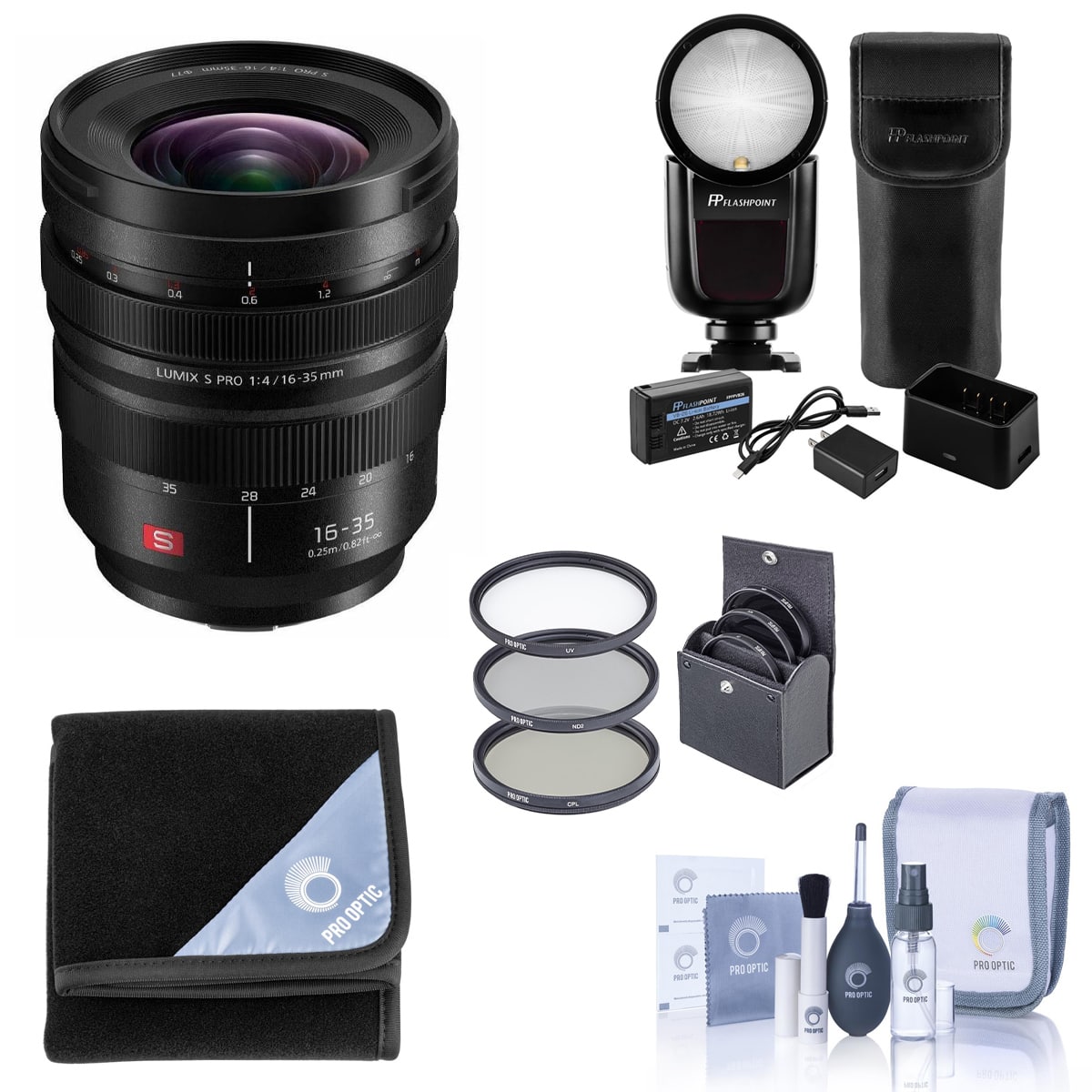 Bundle - Panasonic - LUMIX S PRO 16-35mm f/4 Lens for L Mount, with Flashpoint Zoom Li-on X R2 TTL Round Flash Speedlight, price history on PriceWatchPro