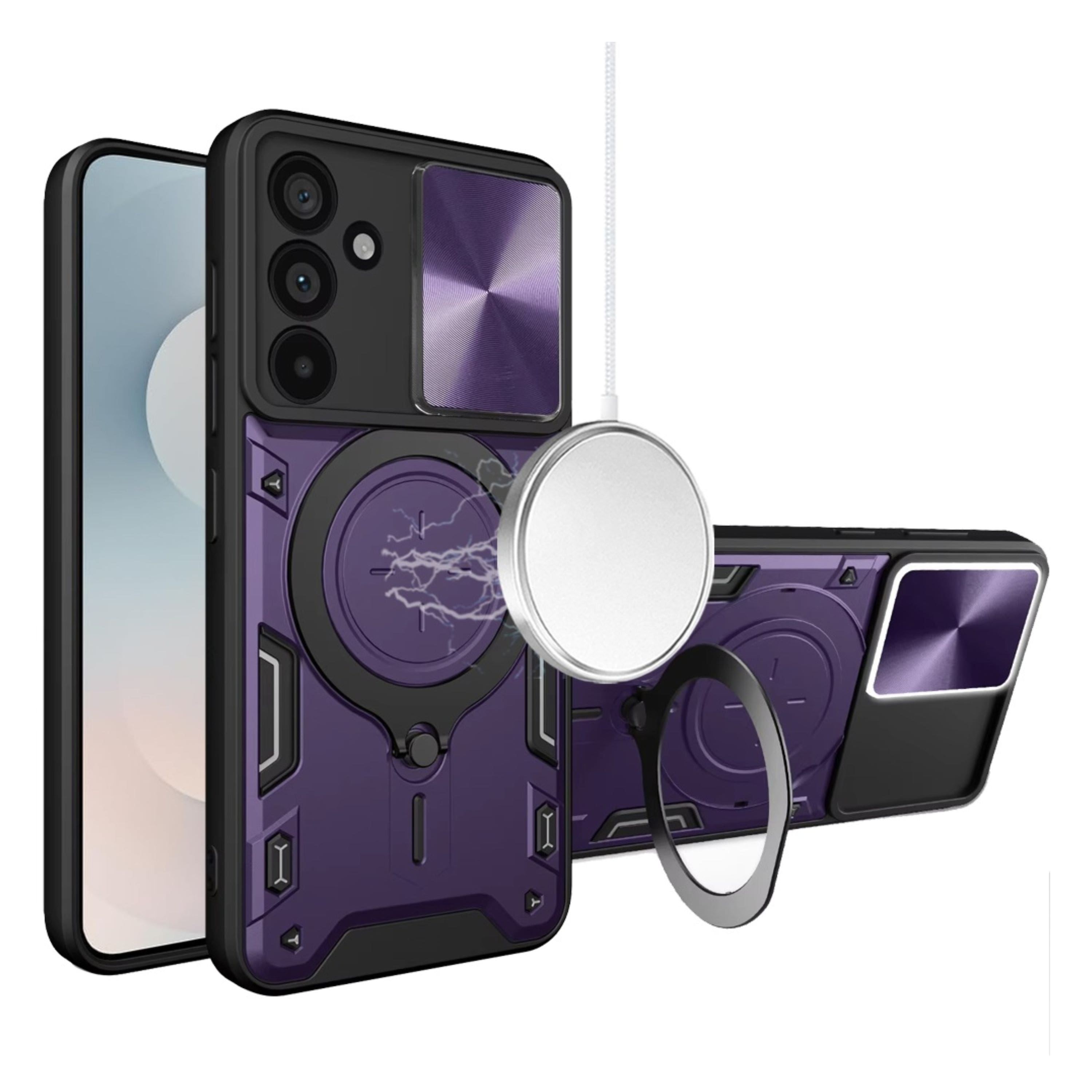 Kitcheniva - Magnetic Ring Camera Lens Protection Phone Case With Tempered Glass For Samsung Galaxy S25 FE - Dark Purple price history on PriceWatchPro