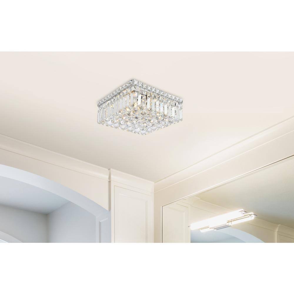 Left. Elegant Lighting - Maxime 4 light Chrome Flush Mount Clear Royal Cut Crystal - Chrome.