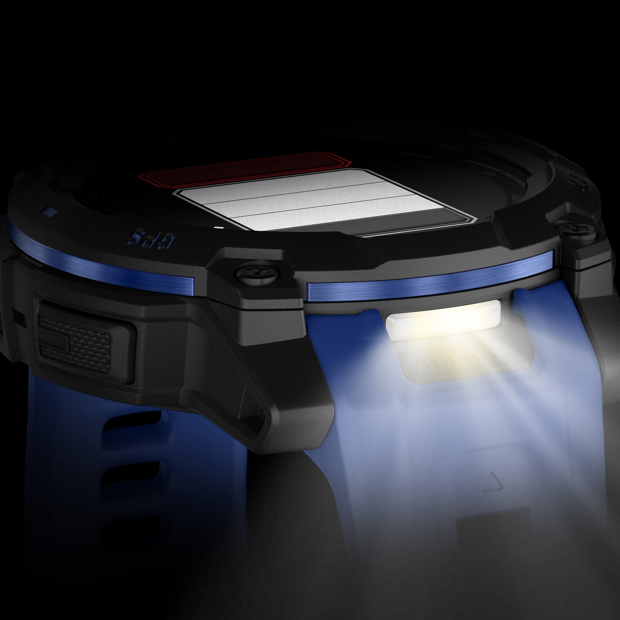 Back. Garmin - Garmin Instinct 3, 45mm AMOLED, Black and Bolt Blue - Black.