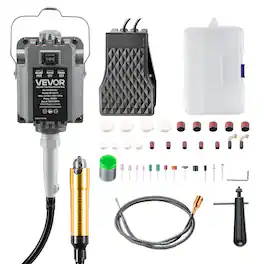 VEVOR - Flex Shaft Grinder, 1000W 30000RPM Electric Flex Shaft Rotary Tool, Foot-Pedal Control Hanging Carver Grinder - Gray