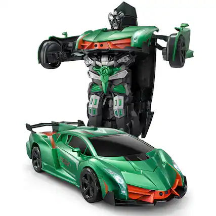Front. Veeniix - V992 Transform Robot RC Car, 1:14 Scale, 2-in-1 Robot Toy Car with Sound & Light Effects, Ideal Gift for Boys and Girls - Green.