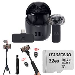 JBL - Quantum Stream Wireless Mic System for USB-C Devices Content Creation Kit - Black