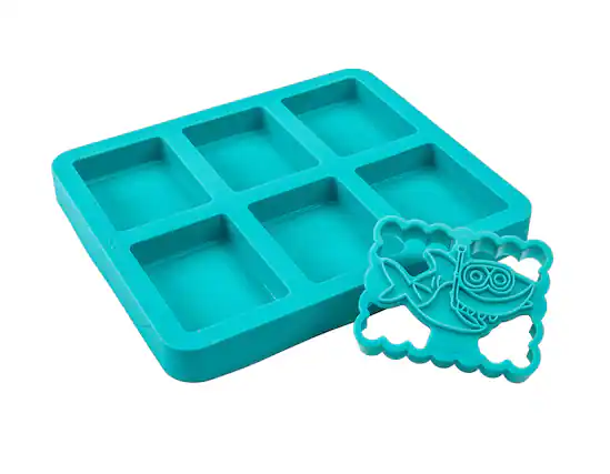 Front. MOBI - Silicone Ice Cream Sandwich Maker, Shark - Blue.
