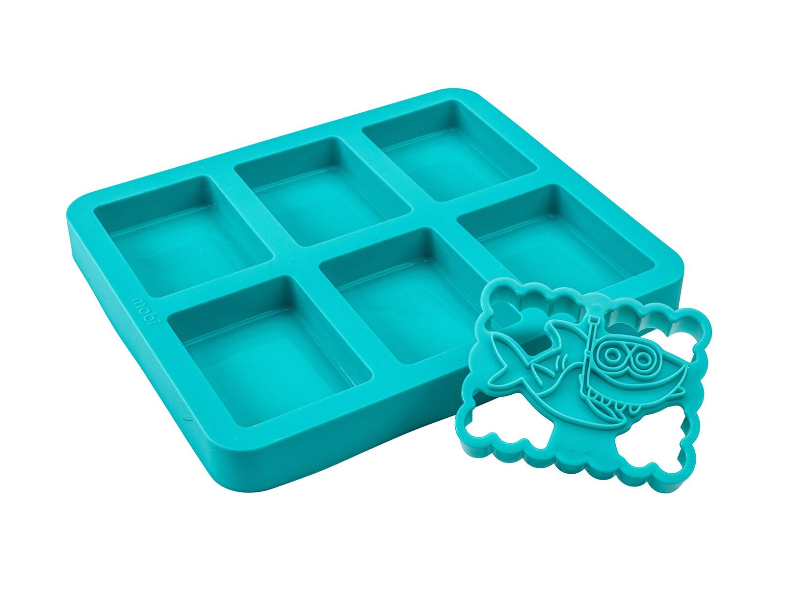 Front. MOBI - Silicone Ice Cream Sandwich Maker, Shark - Blue.