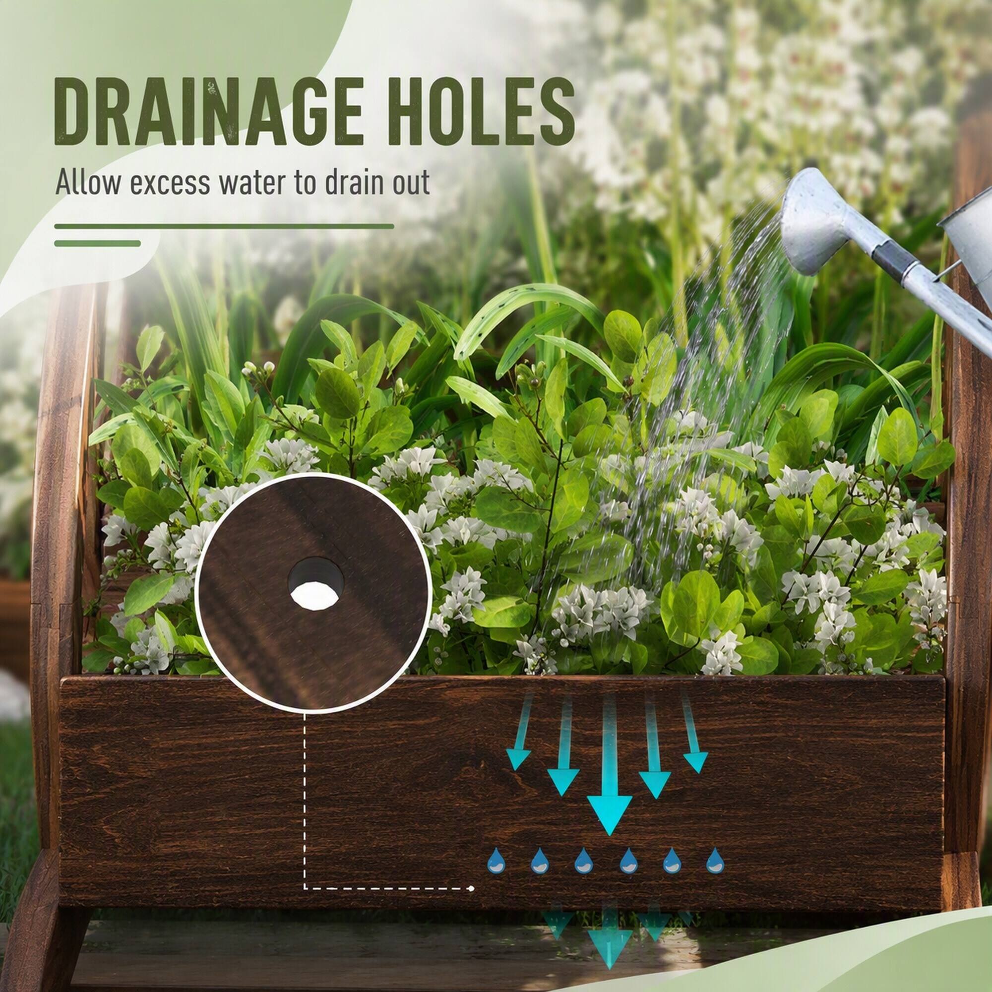 DRAINAGE HOLES  
Allow excess water to drain out