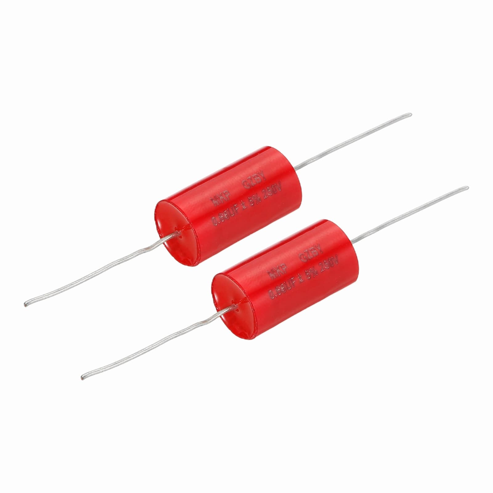 Unique Bargains - 2pcs 0.68uf Frequency Divider Capacitor, 250V Axial Audio Speaker Crossover MKP Film Capacitor - Red