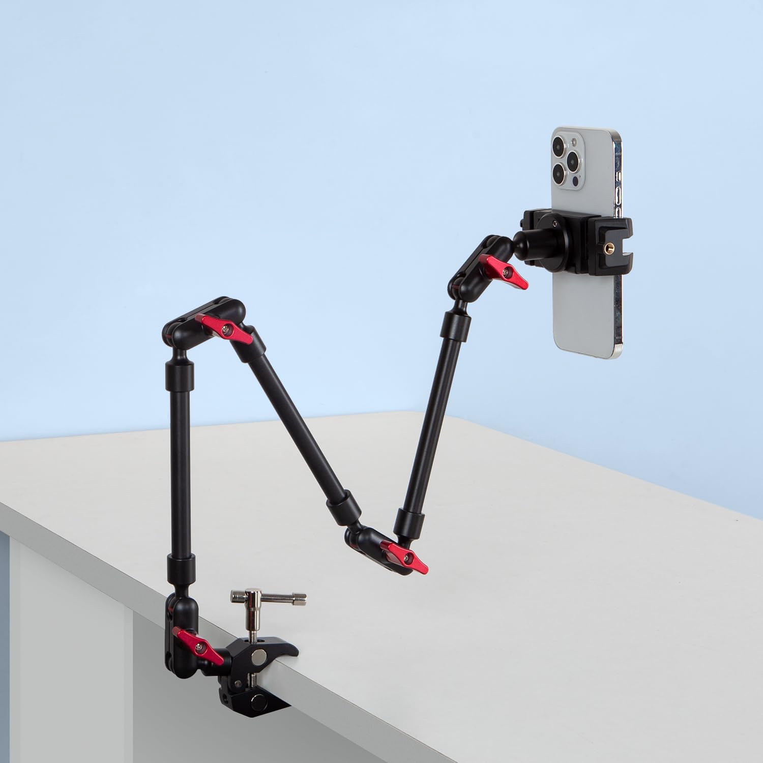 Alt View 1. COTTAGE - Adjustable Articulating Magic Arm With Clamp And Phone Holder Clip For Desk Mount Stand Cell Tripod - 32 Inch Arm + Clamp + iPad Clip.
