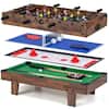 Front. Costway - Costway 4 in 1 Multi Game Table with Stackable Tabletops of Billiards, Air Hockey, Foosball - Natural.