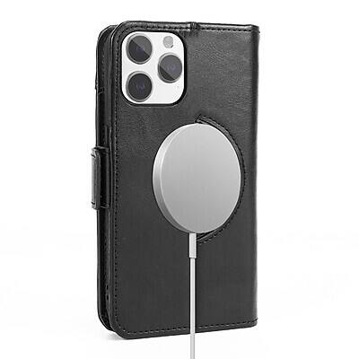 Alt View 6. SaharaCase - SaharaCase Genuine Leather Wallet Case, Tempered Glass Screen, Camera Protector for iPhone 15 Pro Max - Black.