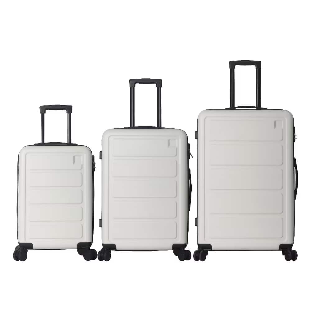 Bestier - 3-Piece ABS Hardshell Luggage Set (20”/24”/28”) with Spinner Wheels, Lightweight Durable Suitcases - White