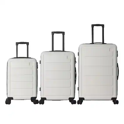 Front. Bestier - 3-Piece ABS Hardshell Luggage Set (20”/24”/28”) with Spinner Wheels, Lightweight Durable Suitcases - white.