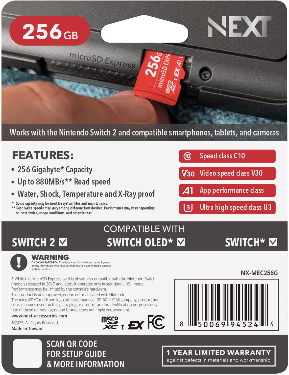 NEXT Express 256GB microSD PCIe 3.1 NVMe UHS I Memory Card works