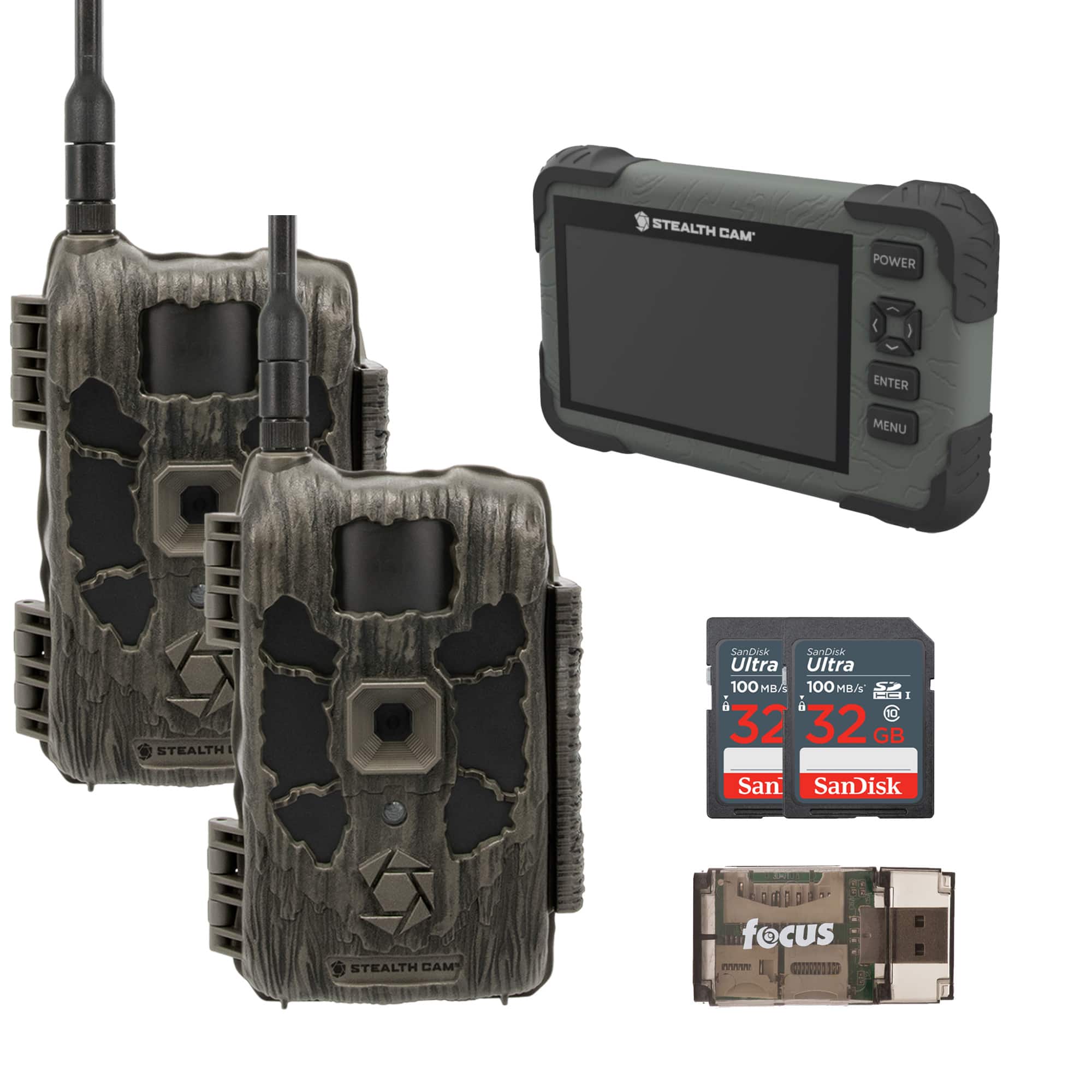 Stealth Cam - 40MP Deceptor Max Cellular Trail Camera with Card Viewer 32GB Memory Cards and Card Reader(2 Pack)