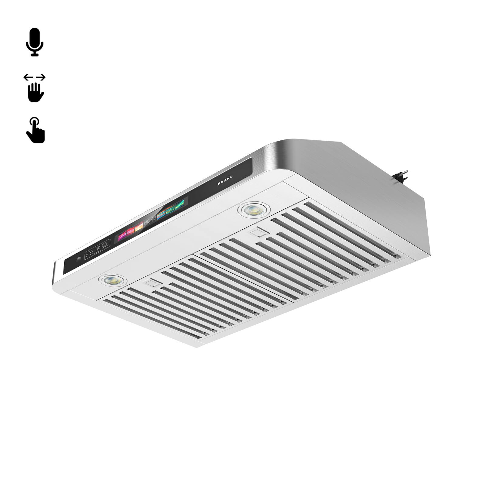 Angle. COWLOWN - 36in Under Cabinet Range Hood 900 CFM Voice Gesture Touch 4-Speed Fan Stainless Steel LED Baffle Filters - Stainless Steel.