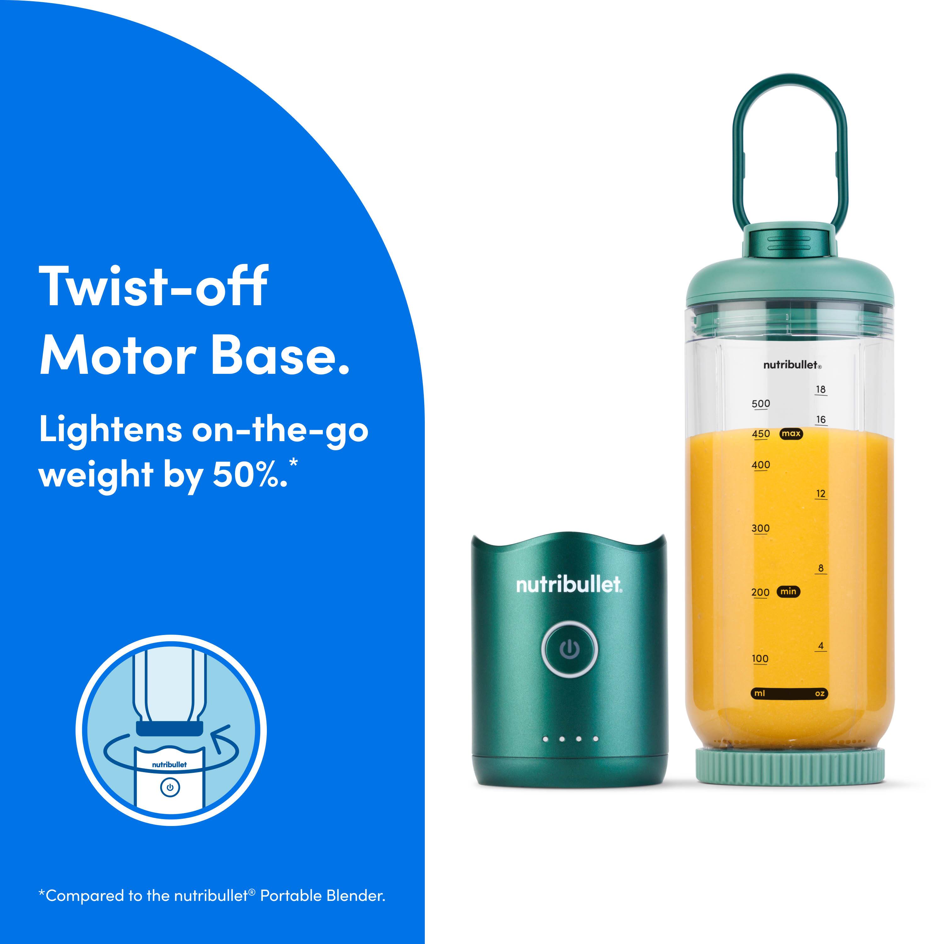 Twist-off Motor Base. Lightens on-the-go weight by 50%.*  
nutribullet.  

*Compared to the nutribullet Portable Blender.