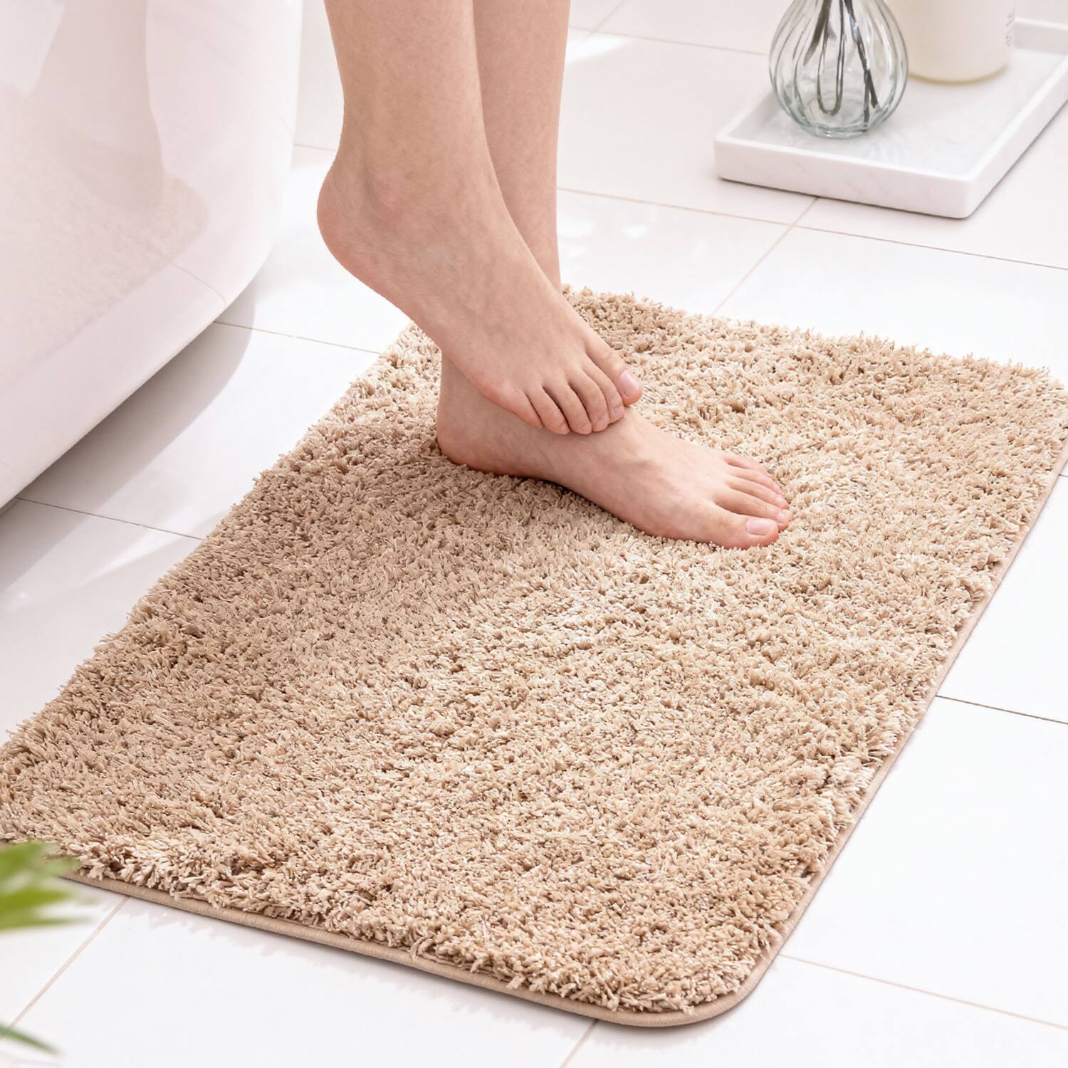 Front. Garnen - Bathroom Rugs Non Slip Bath Mat, 20"x31" Bathroom Rug, Bath Mats for Bathroom Mat Towel, Washable Soft & Absorbent,Beige - Beige.