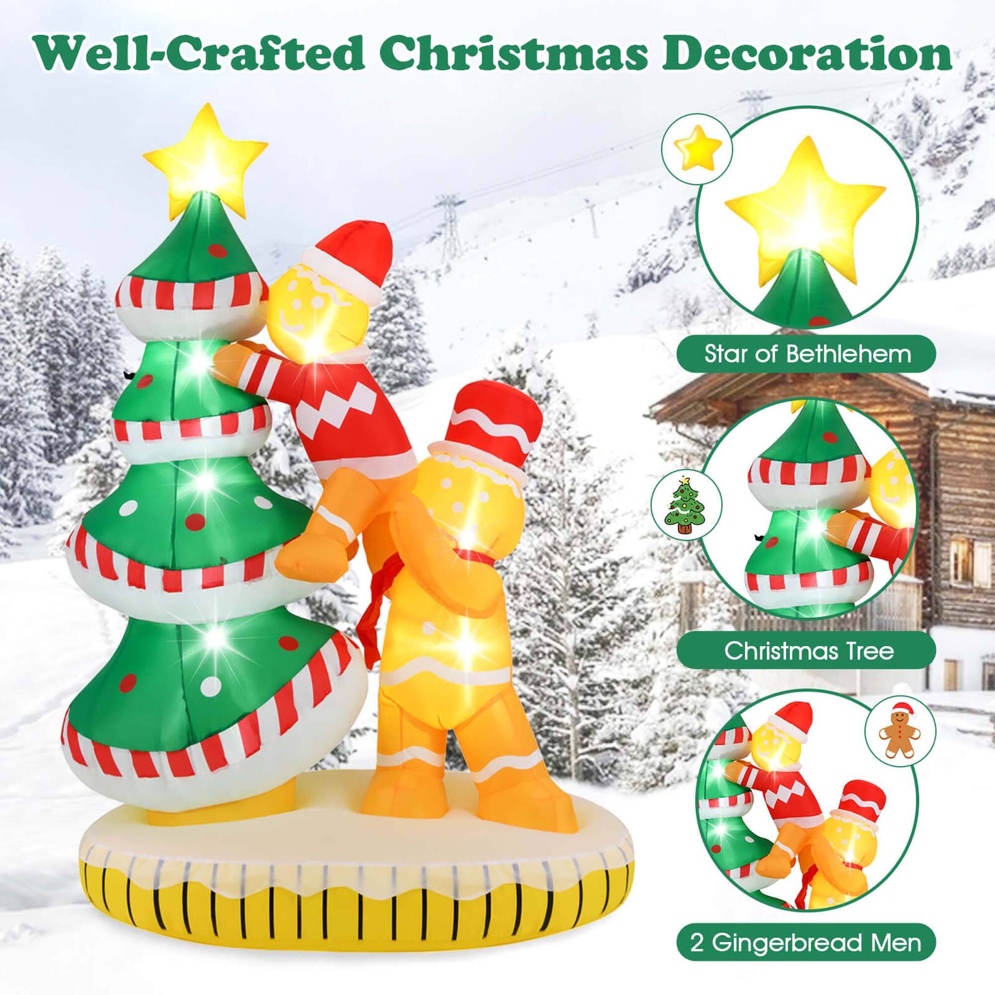 Well-Crafted Christmas Decoration: Star of Bethlehem, Christmas Tree, 2 Gingerbread Men.