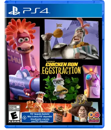 B PS4. CHUCK SUCKER AARDMAN CHICKEN RUN EGGSTRACTION EVERYONE ENFANTS et ADULTES E ESRB PS5 Upgrade Available Mise niveau PS5 disponible' Actualizacin a versin para PS5 disponible I - - OC Outright Games - E (Everyone)