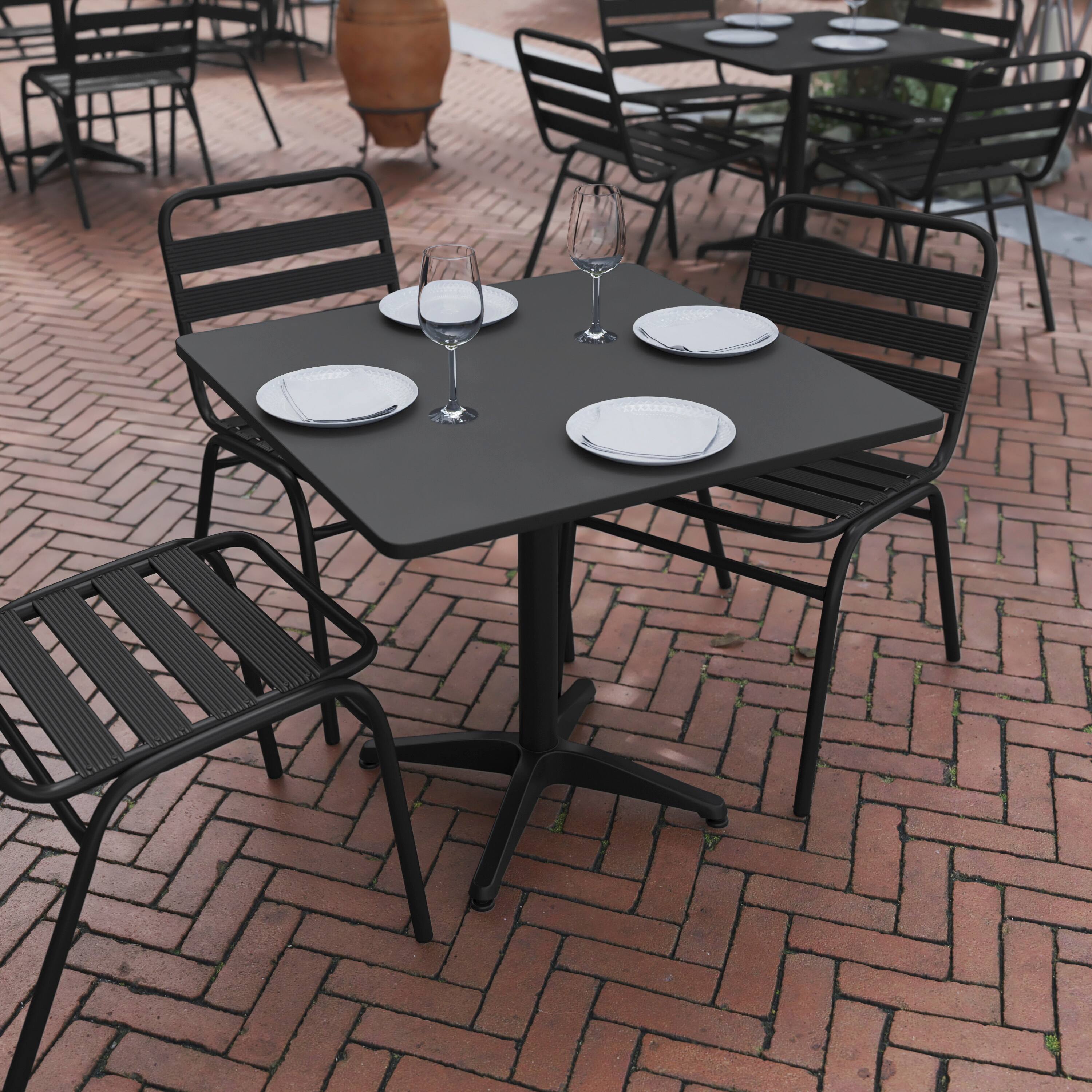 Alt View 2. Flash Furniture - Mellie 31.5'' Black Square Metal Indoor-Outdoor Table with Base - Black.