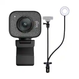 Logitech - StreamCam Plus Webcam with Tripod (Graphite) and Knox Gear Webcam Stand