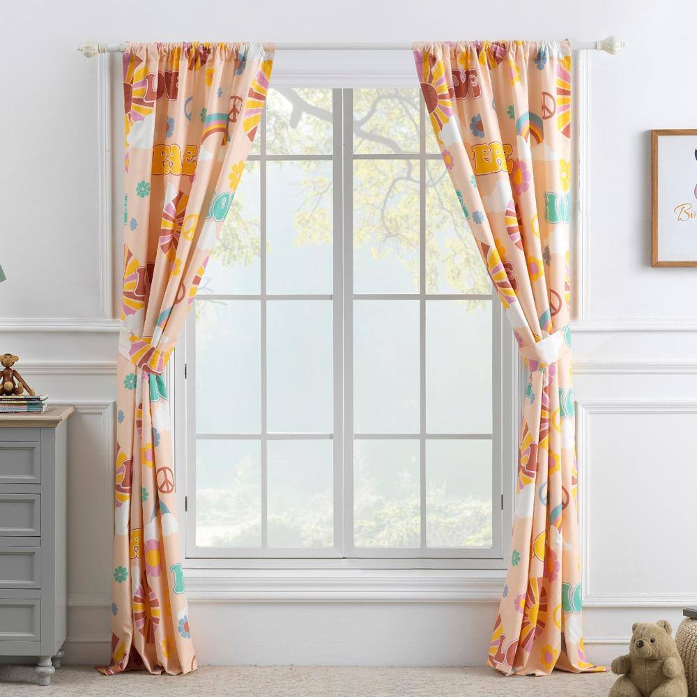 Angle. Greenland Home Fashions - Greenland Home Fashion Cassidy Window Drapes for Bedroom/Living Room Curtain Panel Set - Peach 84x84" - Peach.