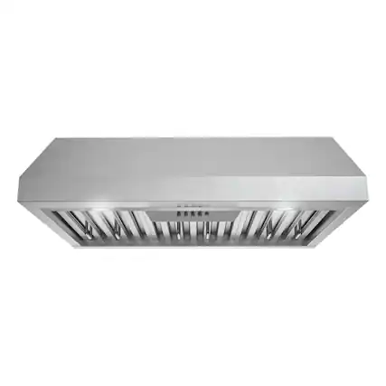 Front. Streamline - 30 in. Loculi Ducted Undermount 406 CFM Range Hood, Baffle Filters, Push Button Control, LED Lights - Brushed Stainless Steel.