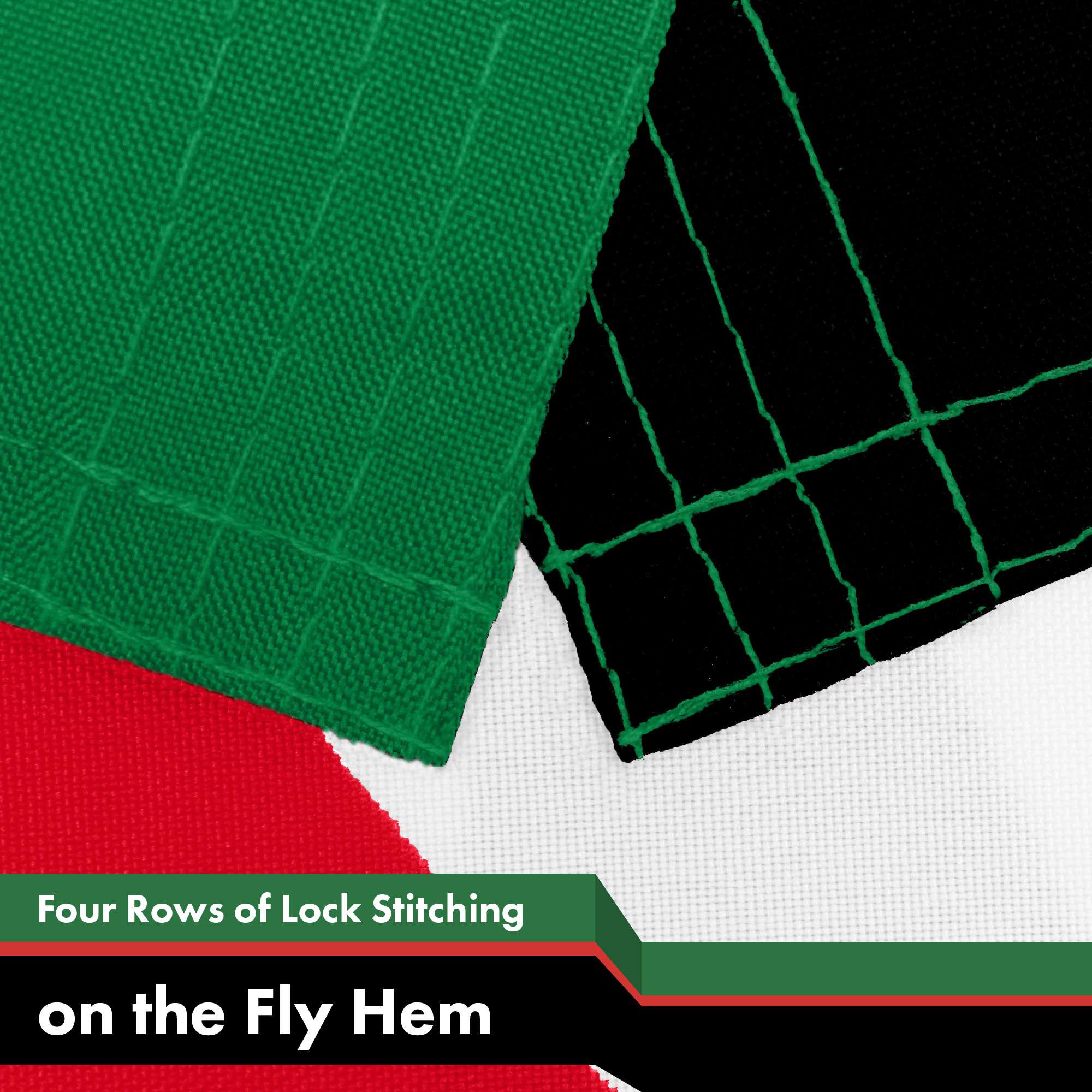 Four Rows of Lock Stitching on the Fly Hem