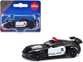 Chevrolet Corvette ZR1 Police Car Diecast Model Car by Siku - Black and White