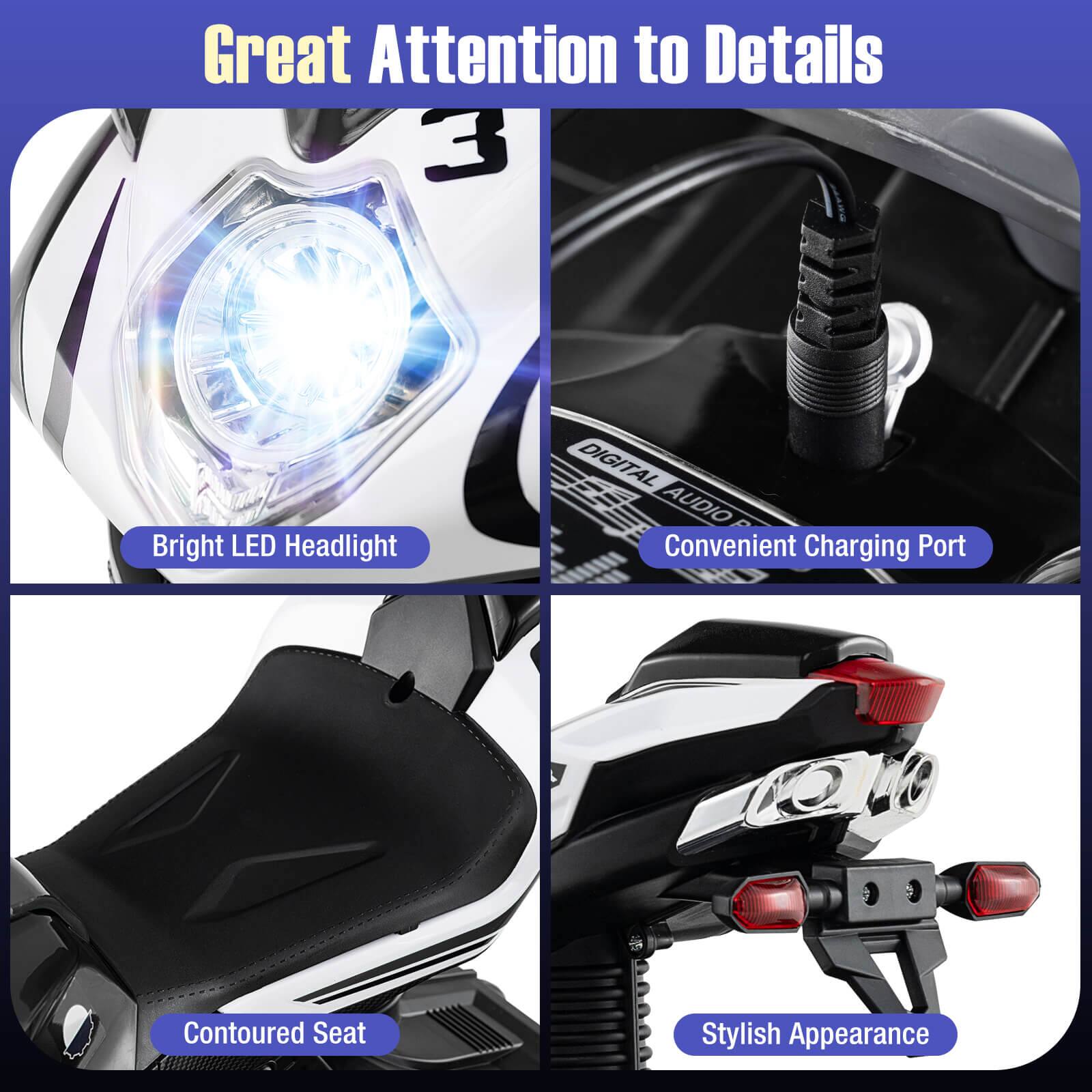 Great Attention to Details

- Bright LED Headlight
- Convenient Charging Port
- Contoured Seat
- Stylish Appearance
