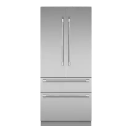 Front. Thermador - Freedom Collection 36 in Wide 18.8 Cu. Ft. Smart Built-in French Door Bottom Freezer Refrigerator - Stainless Steel.
