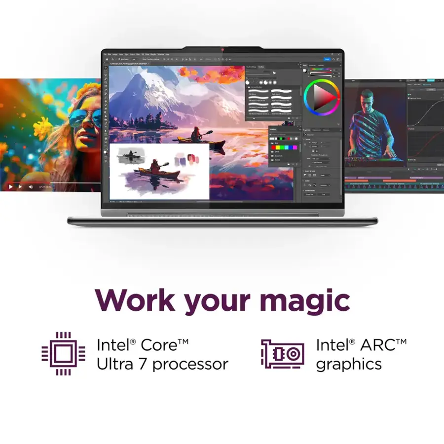 Work your magic with Intel CoreM Ultra 7 processor and Intel ARCTM graphics.
