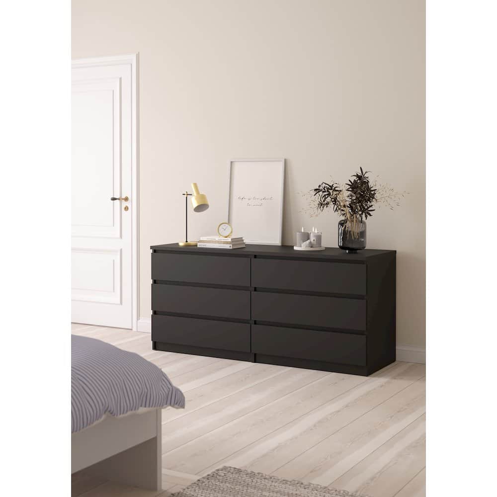 Tvilum Scottsdale 6 Drawer Double Dresser Matte Black 70296gm
