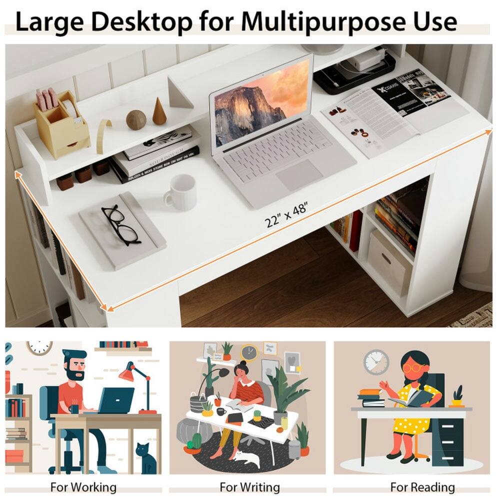 Large Desktop for Multipurpose Use  
22" x 48"  

For Working  
For Writing  
For Reading