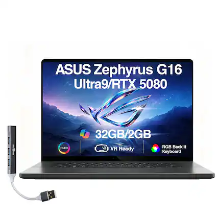 ASUS Zephyrus G16 Ultra9/RTX 5080 : : : I DSTORS DOCK OLED 32GB/2GB VR RGB Backlit VR Ready Keyboard