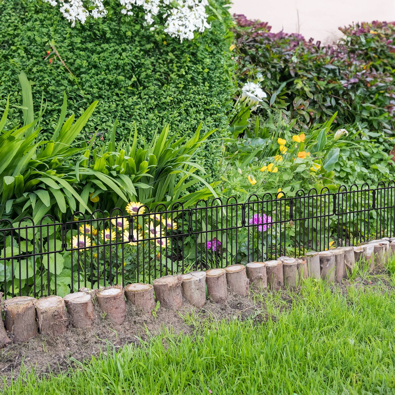 Alt View 1. Oumilen - 20-Pack No Dig Garden Fence Panels, 16.5in Tall Black Metal Animal Barrier with Rustproof Coating, Total 21.5ft Length.