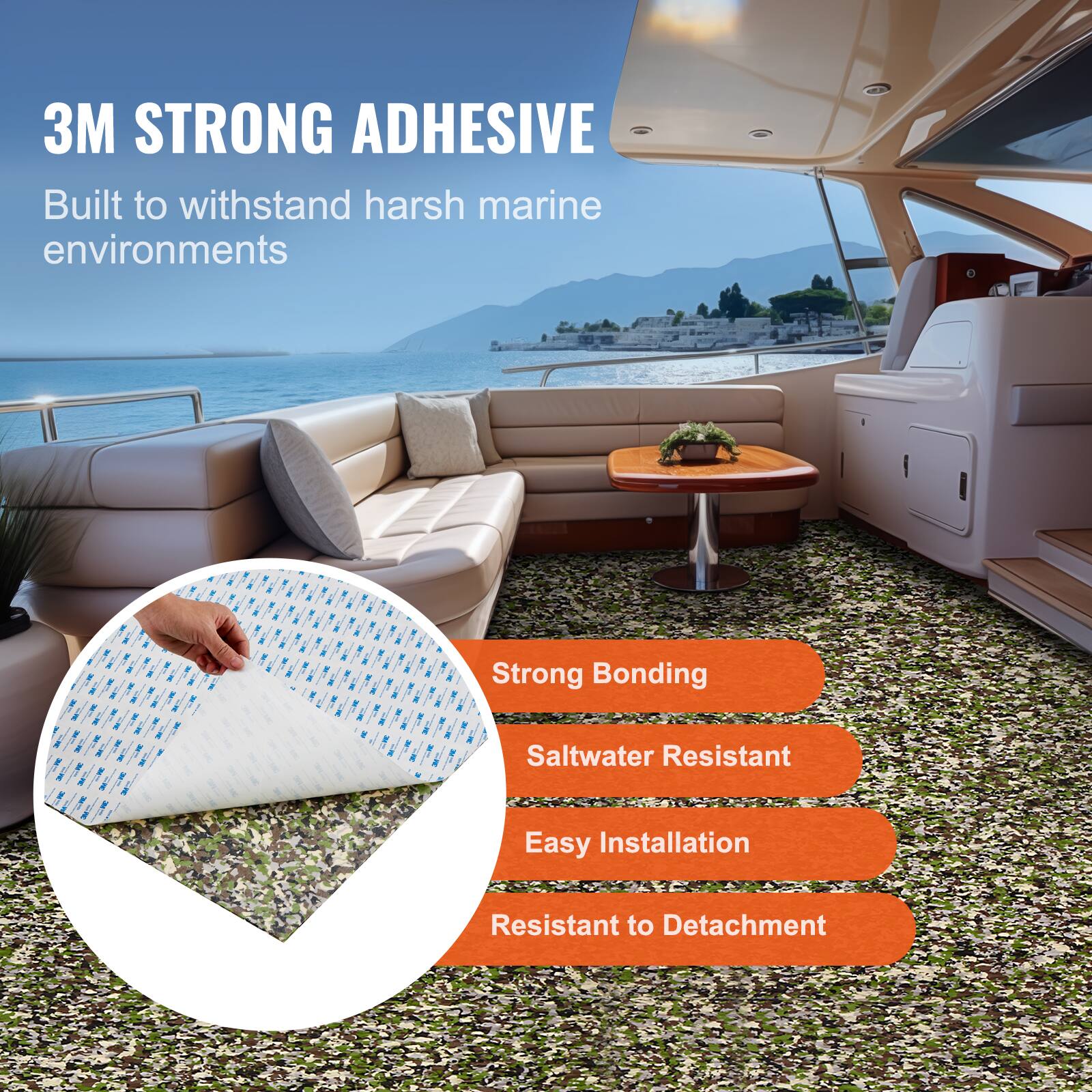 3M STRONG ADHESIVE  
Built to withstand harsh marine environments  

- Strong Bonding  
- Saltwater Resistant  
- Easy Installation  
- Resistant to Detachment