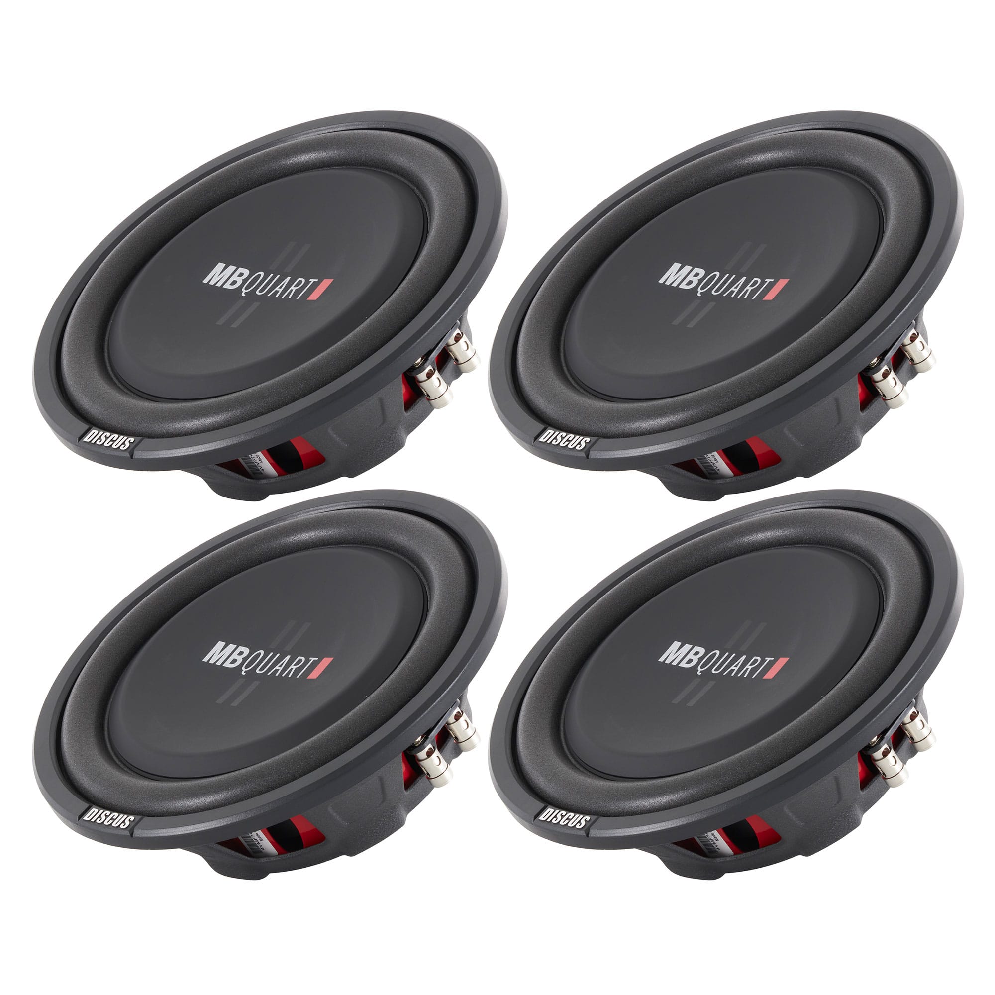 4) MB Quart DS1-254 400 Watt 4 Ohm Shallow Slim Subwoofers Car Truck DVC Subs - Black