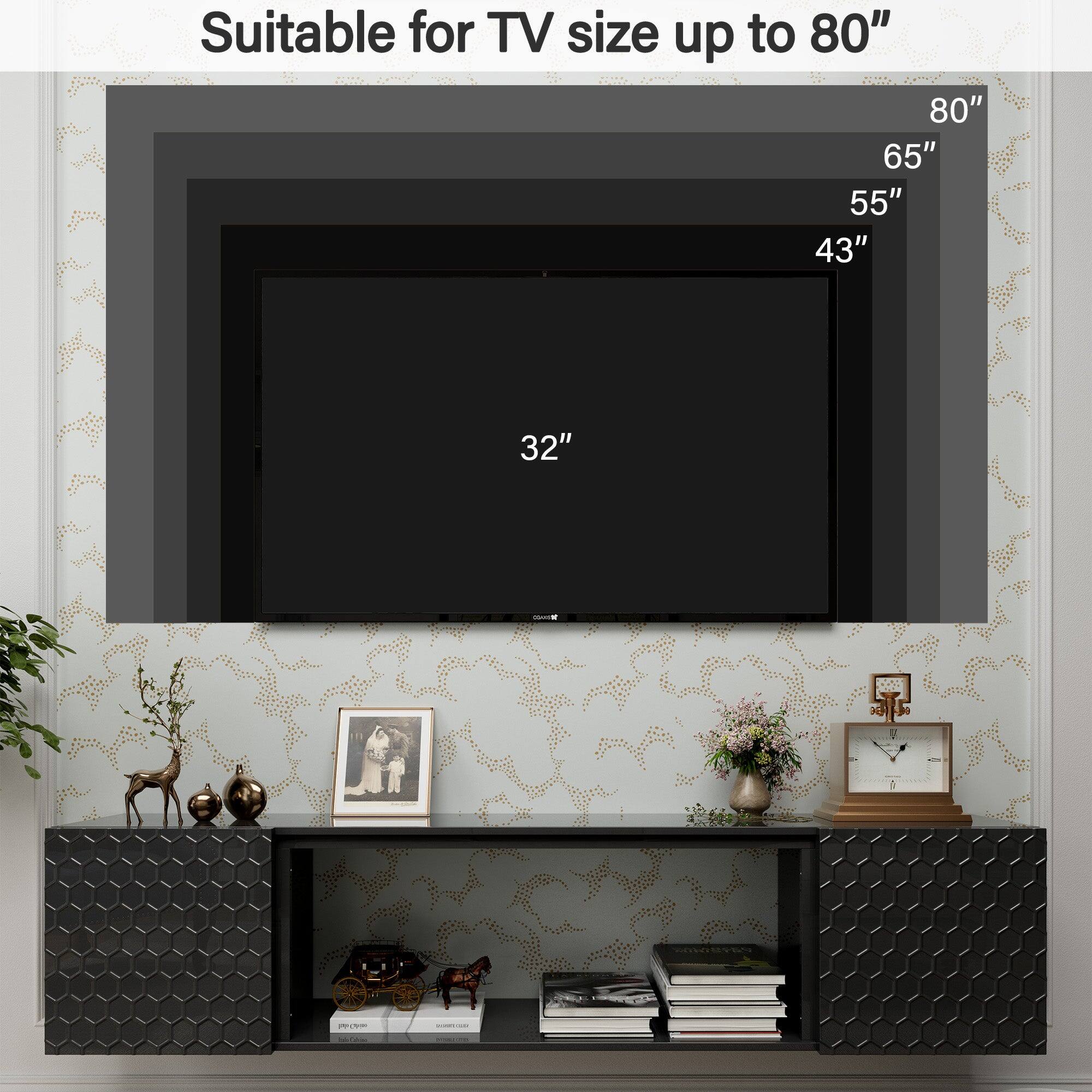 Suitable for TV size up to 80"  
80"  
65"  
55"  
43"  
32"