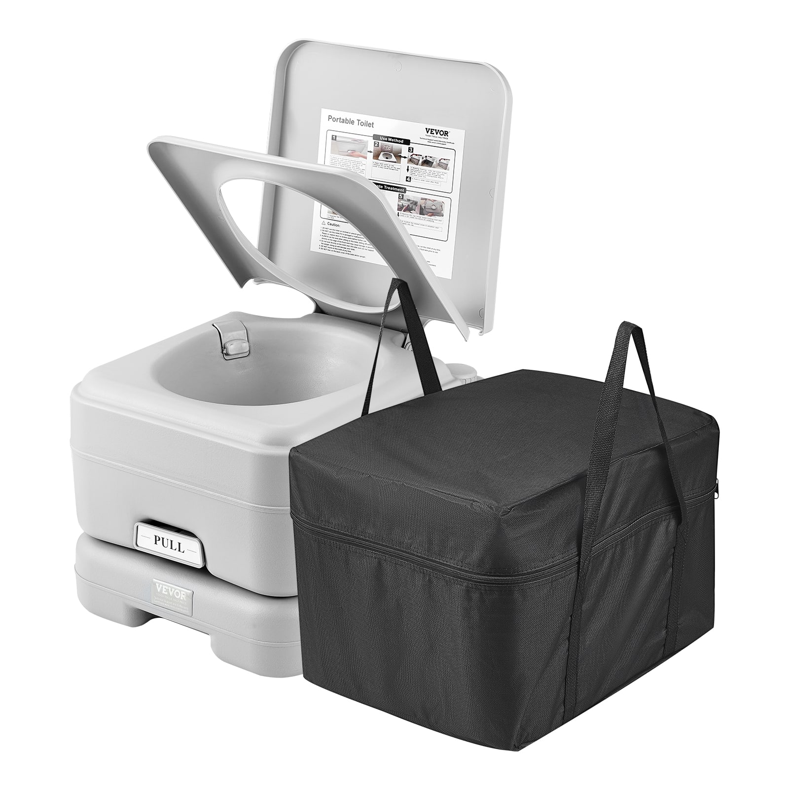 VEVOR - Portable Toilet for Camping with Carry Bag, RV Toilet with 3.2 Gal Waste Tank, Push-Button Pressurized Flush Commode - Gray price history on PriceWatchPro
