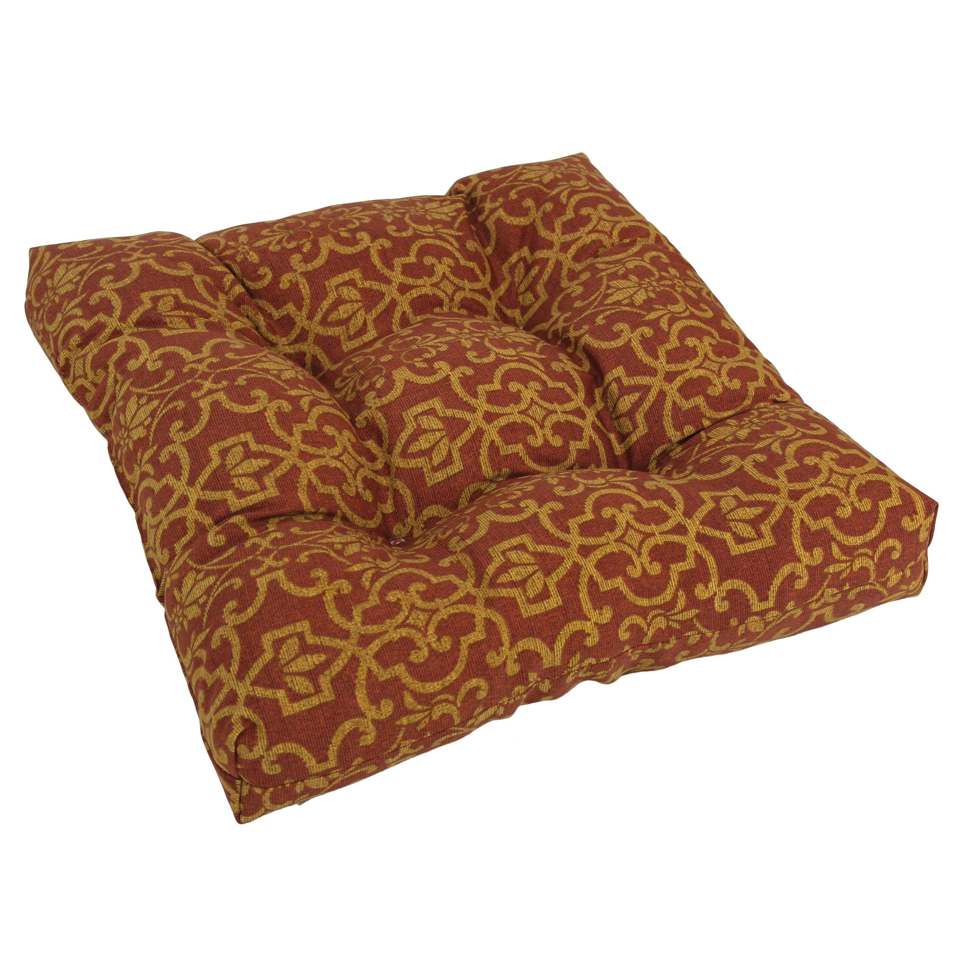 Front. Blazing Needles - 19-inch Squared Spun Polyester Tufted Dining Chair Cushion - Vanya Paprika.