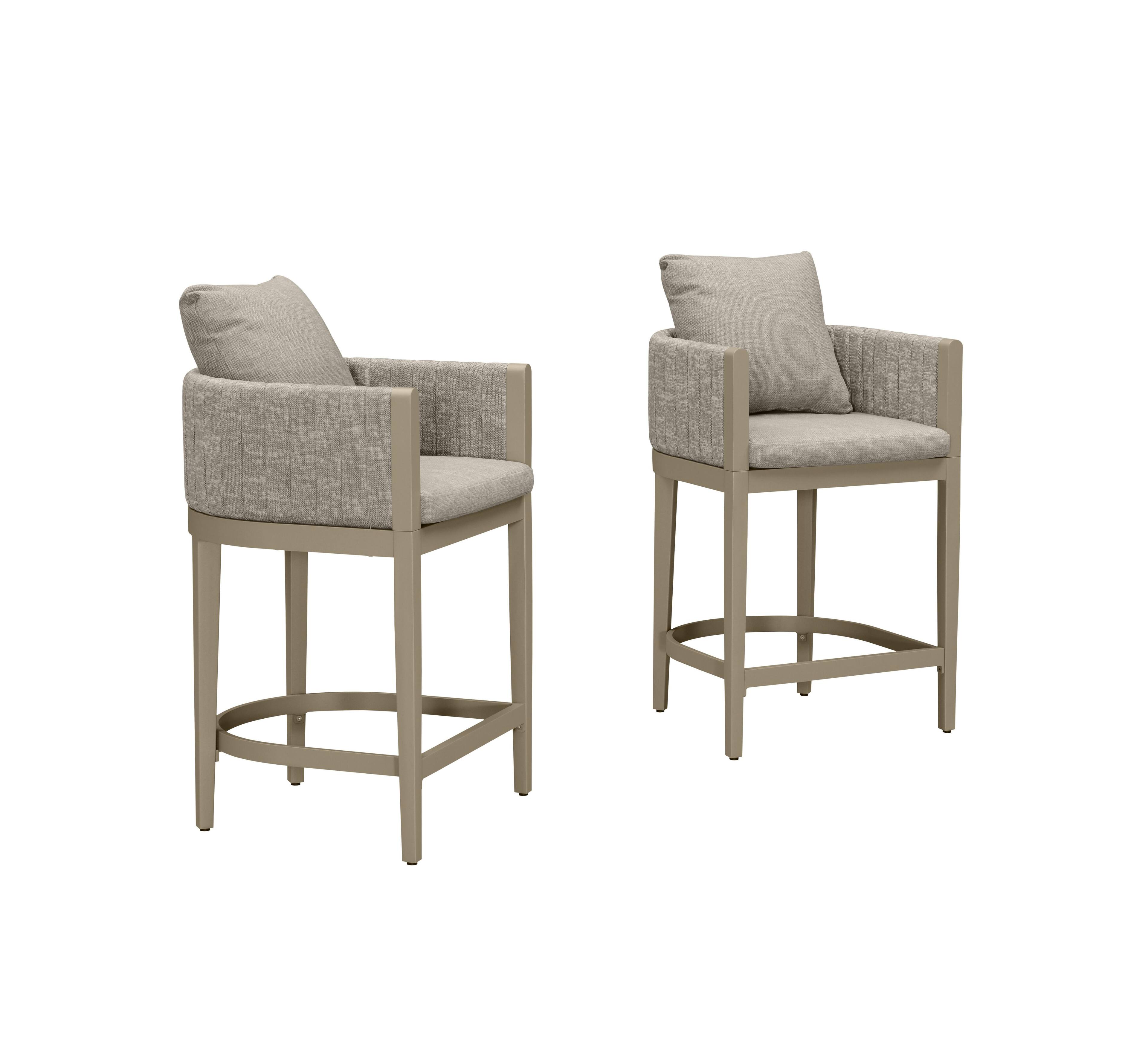 Alt View 9. PURPLE LEAF - Outdoor Counter Height Stool Set of 2 Aluminum Modern Olefin Barstools with Backrest Pillow for Garden Balcony Lawn - Champagne & Square Base-Counter Stool.
