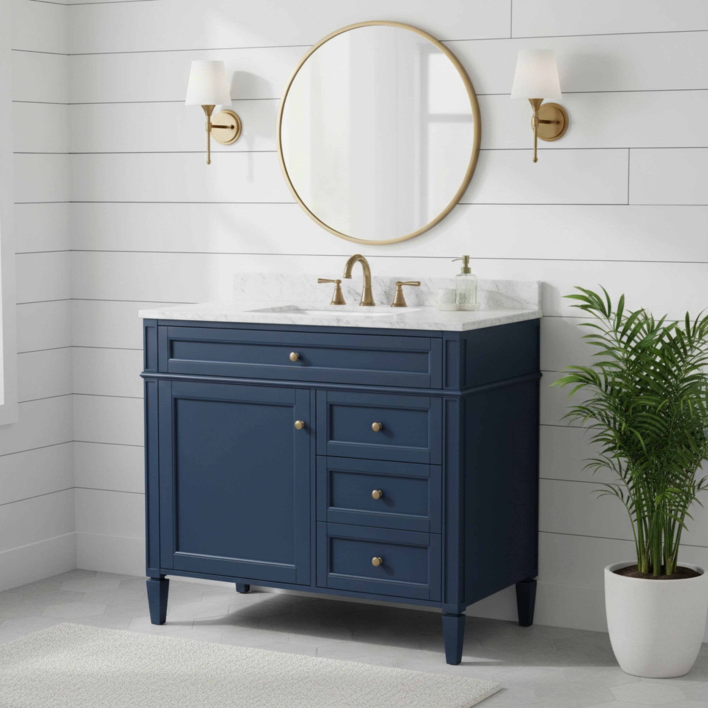 Alt View 2. Boyel Living - 36 Inch Modern Bathroom Vanity Cabinet Two Drawers Tip Out No Sink Blue - Blue.