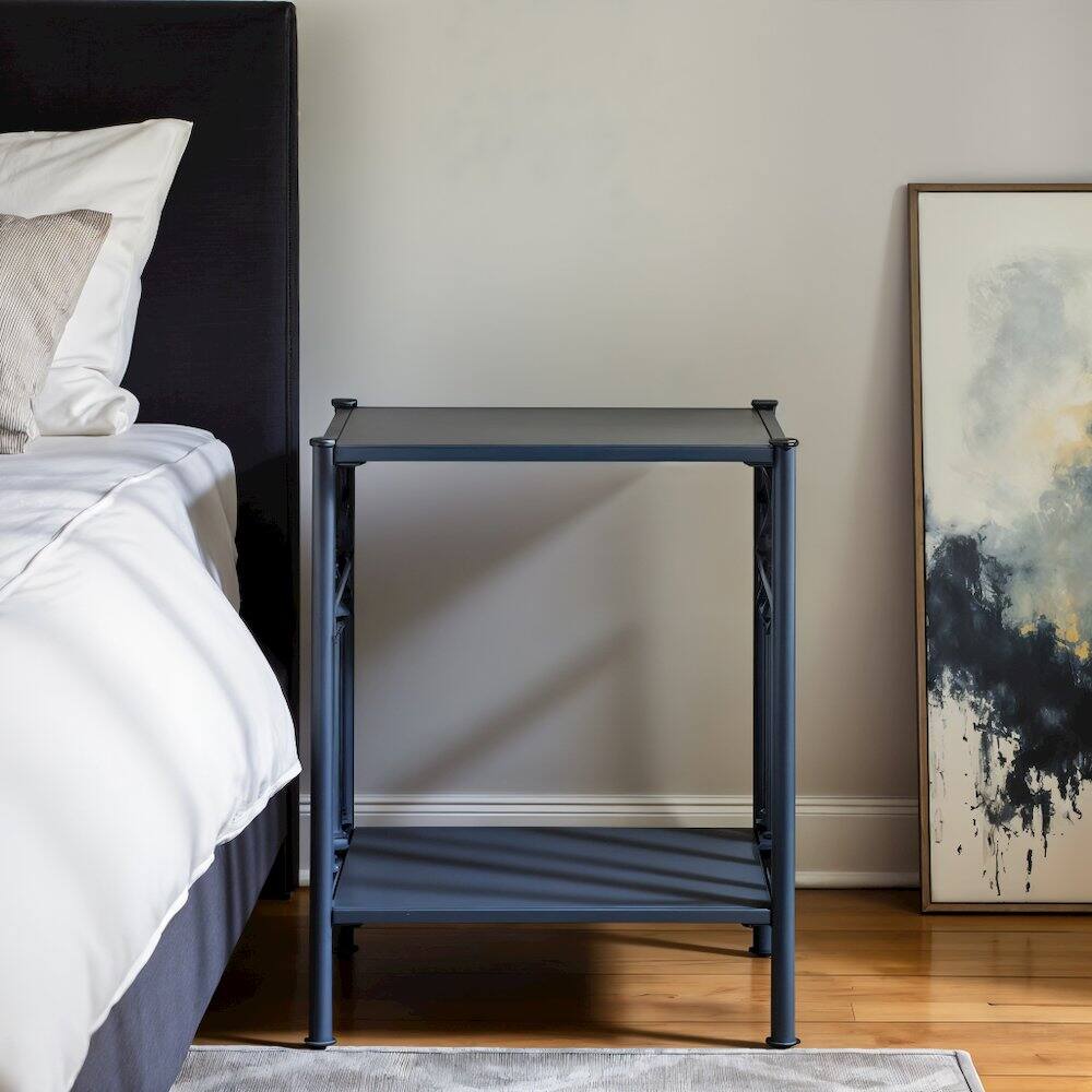 Alt View 1. Starlight Canyon Home - Navy Metal Nightstand – Stylish Metal Side Table for Bedroom or Living Room - Black.
